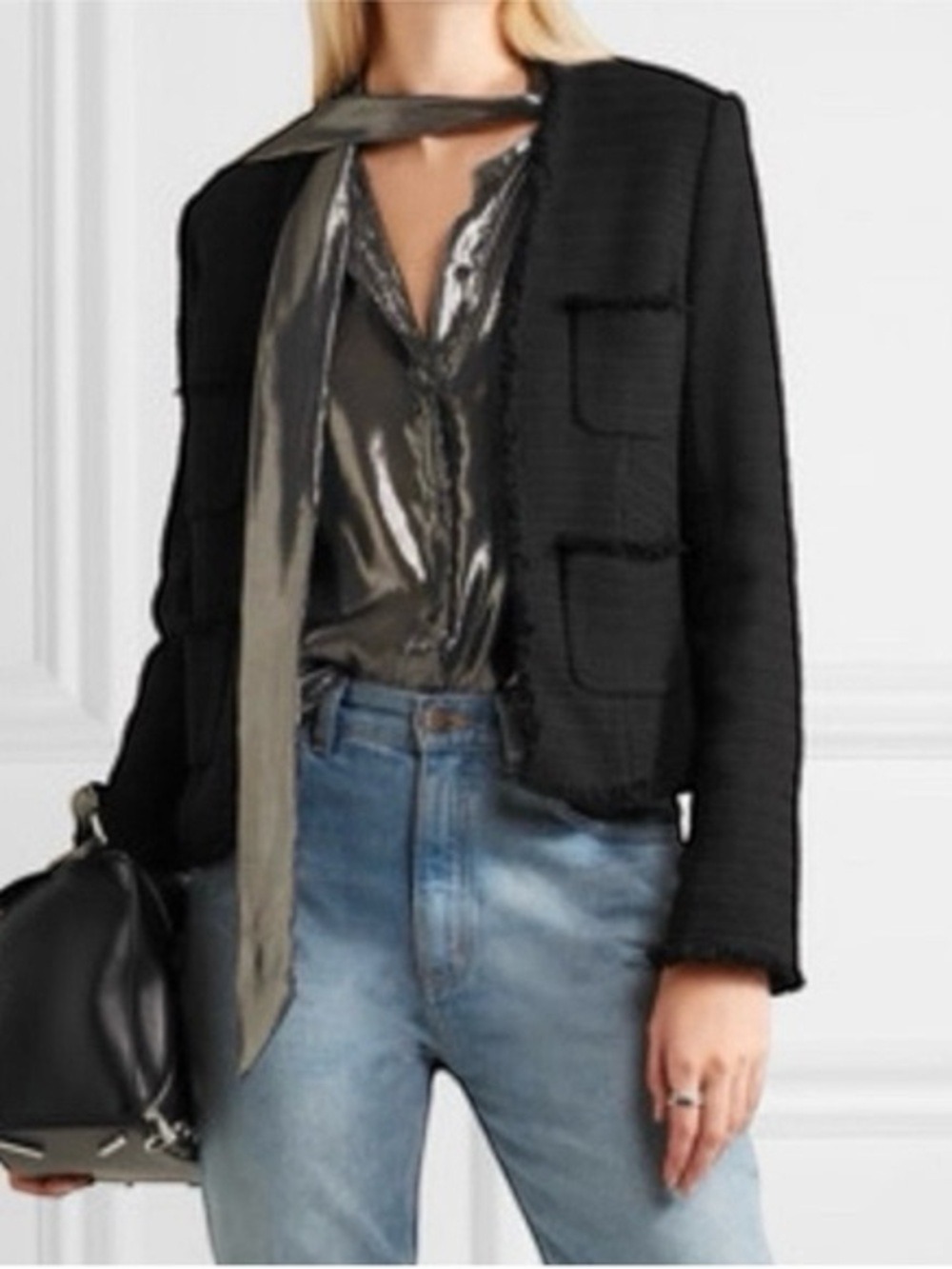 L'Agence Jules Fringe Blazer Black Size‎ 4